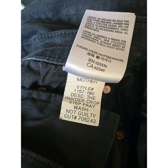 Mother The Insider Crop Two Step Fray Black Ankle Fray Jeans   Size 28 x 26” - Picture 10 of 10